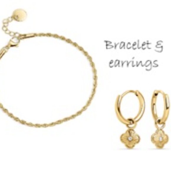 MIA - 2 PIECES OF JEWELRY - Rocky Bracelet & Paula II Huggie Earrings - PVD Gold - Picture 1 of 2